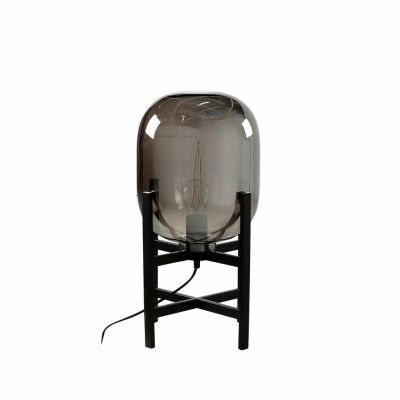 VENTURE DESIGN Altair bordslampa - svart metall och mörkt bärnstensglas (Ø 26)