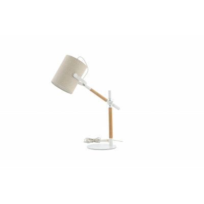 VENTURE DESIGN Dennis bordslampa - beige linne och vitt/naturstål