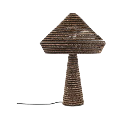 VILLA COLLECTION Alk bordslampa, rund - brun återvunnen kartong