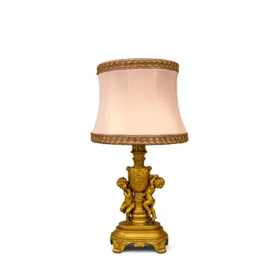 Vintage by Bright 1-2-3 Barock bordslampa, guld/rosa 60 cm