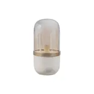 WOOOD EXCLUSIVE Flora bordslampa, rund - glas och gr&aring;/vit metall