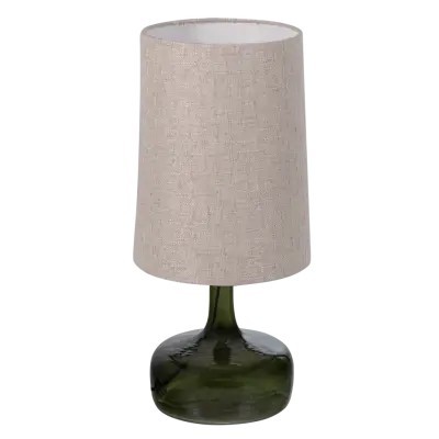 WOOOD Luma Bordslampa Glas Grön/Lampskärm Naturfärgad