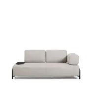 KAVE HOME Compo 2-sits modulsoffa, med litet brickbord - grått tyg och svart metall (200cm)