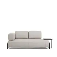KAVE HOME Compo 2-sits modulsoffa, med stort brickbord - grått tyg och svart metall (200cm)