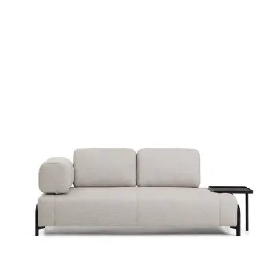 KAVE HOME Compo 2-sits modulsoffa, med stort brickbord - grått tyg och svart metall (200cm)