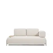 KAVE HOME Compo 2-sitssoffa, litet bricka i ekfaner - ecru chenilletyg och beige metall (200cm)