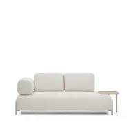 KAVE HOME Compo 2-sitssoffa, stort bricka i ekfaner - ecru chenilletyg och beige metall (200cm)