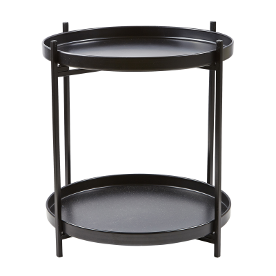 VILLAKAMLING Svit brickbord, w. 2 runda avtagbara brickor - svart metall