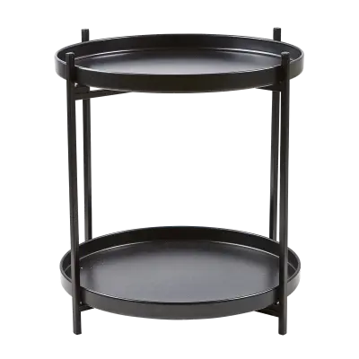 VILLAKAMLING Svit brickbord, w. 2 runda avtagbara brickor - svart metall