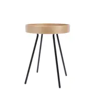 ZUIVER OAK brickbord, runt - naturlig ek och svart stål (Ø46,5)