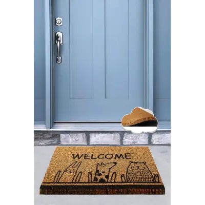 TEPPI Animals Coco dörrmatta med mönster, rektangulär - flerfärgad kokos (60x40)