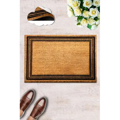 TEPPI Coco Cadre dörrmatta med mönster, rektangulär - flerfärgad kokos (60x40)