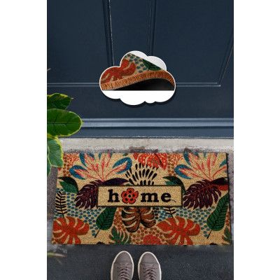 TEPPI Coco Feuille dörrmatta med mönster, rektangulär - flerfärgad kokos (60x40)