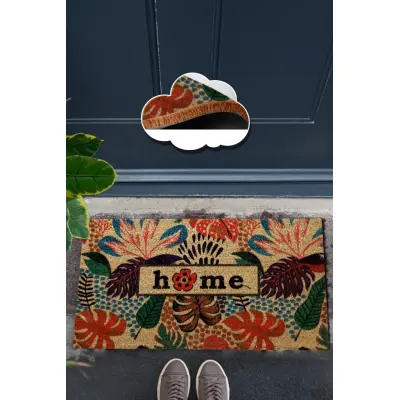 TEPPI Coco Feuille dörrmatta med mönster, rektangulär - flerfärgad kokos (60x40)