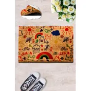 TEPPI Coco Pingis Mat dörrmatta med mönster, rektangulär - flerfärgad kokos (60x40)