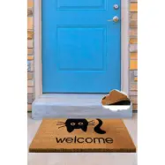 TEPPI Coco Reverse Cat dörrmatta med mönster, rektangulär - flerfärgad kokos (60x40)