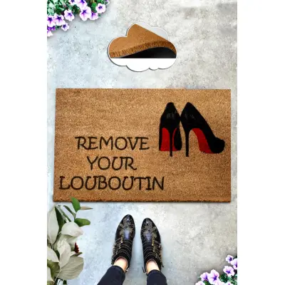 TEPPI Coco Ta bort dörrmatta med mönster, rektangulär - flerfärgad kokos (60x40)