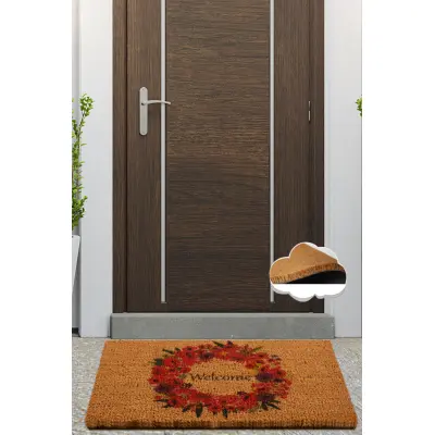 TEPPI Coco Wreath dörrmatta med mönster, rektangulär - flerfärgad kokos (60x40)