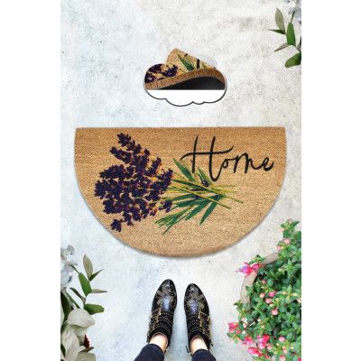 TEPPI Joven Coco dörrmatta med mönster, halvrund - flerfärgad kokos (75x45)