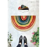 TEPPI Porque Coco dörrmatta med mönster, halvrund - flerfärgad kokos (75x45)