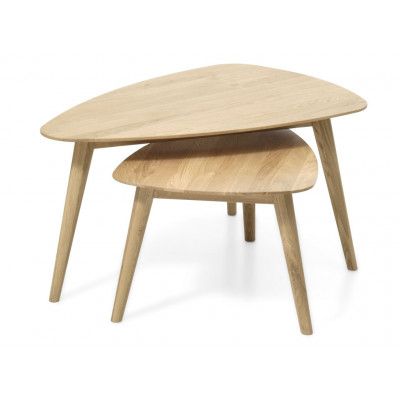 Bali soffbord SM, trekantigt - naturlig ek (set om 2)