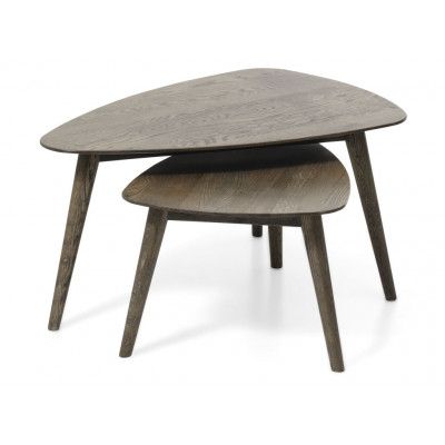 Bali soffbord SM, trekantigt - rökt ek (set om 2)