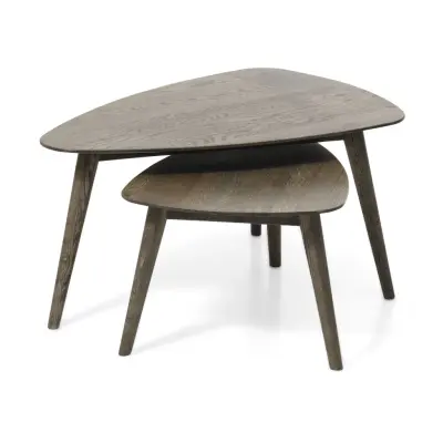 Bali soffbord SM, trekantigt - rökt ek (set om 2)