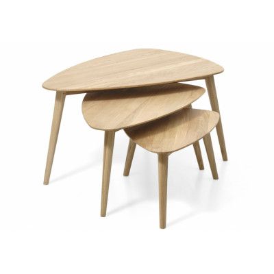 Bali soffbord SML, trekantigt - naturlig ek (set om 3)