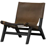 WOOOD Consume fåtölj - brunt läder och svart trä