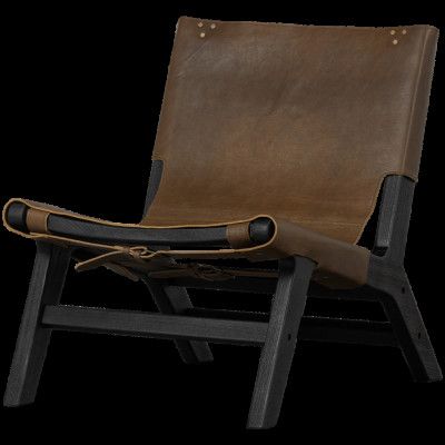 WOOOD Consume fåtölj - brunt läder och svart trä