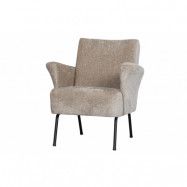 BEPUREHOME Muse fåtölj, med armstöd - naturlig polyester och svart metall