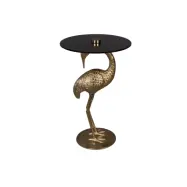 DUTCHBONE Crane sidobord, runt - rökt glas och guld aluminium (Ø40)