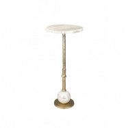 DUTCHBONE Everest sidobord, runt - beige marmor och mässing aluminium (Ø25)