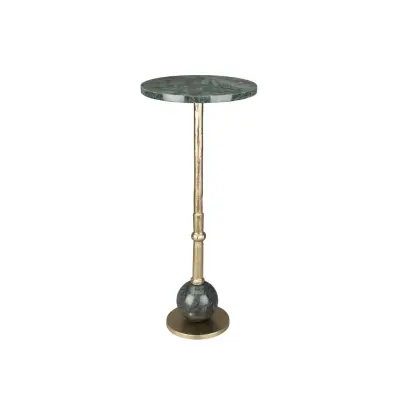 DUTCHBONE Everest sidobord, runt - grön marmor och mässing aluminium (Ø25)