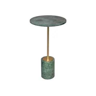 DUTCHBONE Gunnar sidobord, runt - grön marmor och mässingsjärn (Ø37,5)