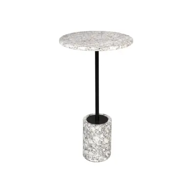 DUTCHBONE Gunnar sidobord, runt - vit marmor och svart järn (Ø37,5)