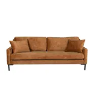 DUTCHBONE Houda 3-sits soffa - karamellbrunt sammetstyg och svart stål