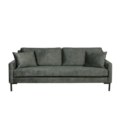 DUTCHBONE Houda 3-sits soffa - skogsgrönt sammetstyg och svart stål