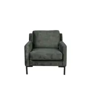 DUTCHBONE Houda Loveseat fåtölj, med armstöd - skogsgrönt sammetstyg och svart stål