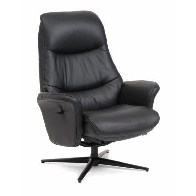 Harry fåtölj - svart semianilinläder och svart aluminium