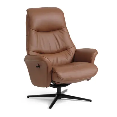 Harry vilstol - cognac semianilinläder och svart aluminium