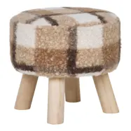 HOUSE NORDIC Aberdeen pall, rund - brun blandning av polyester och naturträ (Ø31)