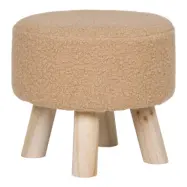 HOUSE NORDIC Aberdeen pall, rund - sandfärgad polyester och naturträ (Ø31)