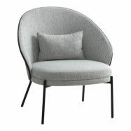 HOUSE NORDIC Canelas fåtölj - ljusgrått tyg, mörkbrun MDF och svart stål