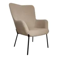 HOUSE NORDIC Glasgow fåtölj, med armstöd - brunt bouclé polyestertyg och svart stål