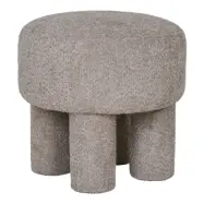 HOUSE NORDIC Perth-puff, rund - ljusgrå polyester (Ø43)