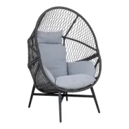 HOUSE NORDIC Fåtölj, polyrattan, svart, inkl. kuddar