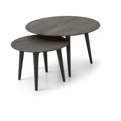 Java soffbord, runt - rökt ek (Ø60/Ø85) (set om 2)