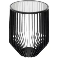 KARE DESIGN Corinne sidobord, runt - klarglas och svart stål (Ø40)