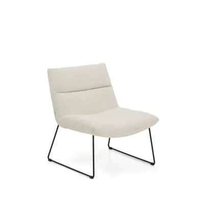 KAVE HOME Asen fåtölj - beige chenille och svart stål